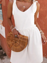 V-Neck Tie Shoulder Mini Dress OutfitFlow